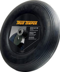 Never Flat 8 Inch Wheelbarrow Tire With Ribbed Tread, Solid Polyurethane Wheel, No Inflation Needed, 16 Inch Wheel, Six One Eighth Inch Hub