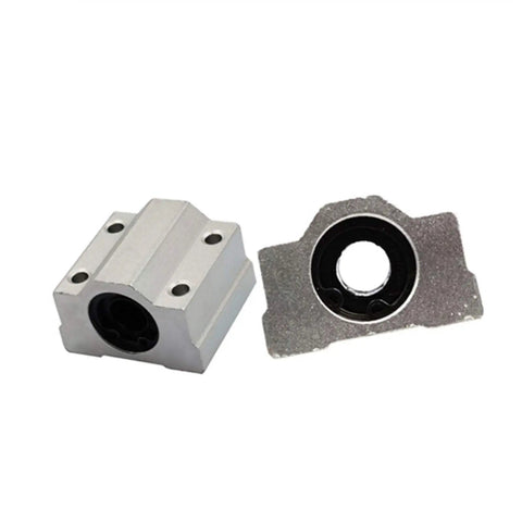 4 Pack Linear Motion Bearing Slides, SCS Series 6UU To 20UU And 8LUU To 20LUU, 6-20mm Length, Dope For CNC Parts, 3D Printer Upgrades, Precision Machines, DIY Projects, Includes SCS16UU Variant, silver SCS16UU linear bearing block shown front and base view