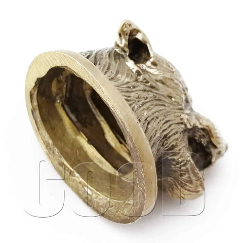Bronze Knife Pommel Wolf Fenrir Handle Guard For Custom Knife Making, hand crafted solid metal accessory, wolf design close-up