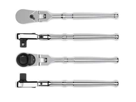 3/8 Inch Drive 6 Inch Flex Head Ratchet With Small Body Non Quick Release Built On 1/4 Inch Drive Body shown in multiple angles