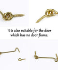 Gate Hook and Eye Latch with Screws Cabin for Sliding Window Barn Door, golden iron latch suitable for door without a frame.