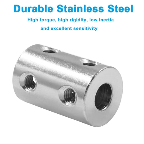 Two Pack 6mm To 6mm Rigid Shaft Couplers, Stainless Steel, High Torque Transmission, Ultra Durable, Low Inertia, Ideal For 3D Printers