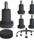 Heavy Duty Office Chair Glides Convert Swivel Casters To Stationary Feet For Gaming Or Desk Chairs, pack of 5 black glides with felt pads.