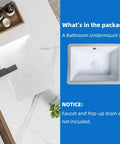 Compact White Porcelain Undermount Bathroom Sink For Small Bathrooms And RVs Rectangular Ceramic Basin With Overflow