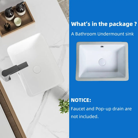 Compact White Porcelain Undermount Bathroom Sink For Small Bathrooms And RVs Rectangular Ceramic Basin With Overflow