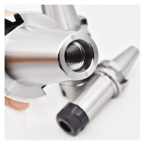 Close-up of Premium Cnc Collet Chuck built for BT30 and BT40 spindles showing threaded inner design and steel material.