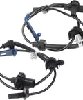 Premium Grade Front Left And Right Abs Speed Sensors For Honda Crv 2014 Through 2016 2.4L Motor shown with wiring harnesses.