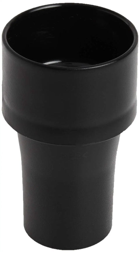Black Two And A Half Inch To Thirty Five Millimeter Dust Hose Port Adapter For Power Tools, shown from side view.