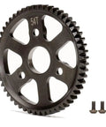 54T Hardened Spur Main Gear For Traxxas 1/10 Slash Stampede Rustler 4x4 RC Car Upgrades, showing black steel gear with mounting screws