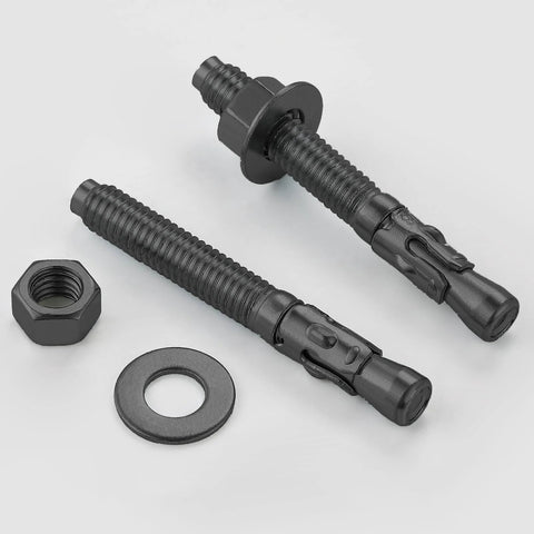 Ten Piece Set Of One Quarter Inch By Three Inch Standard Fasteners For Heavy Duty Black Wedge Anchors For Cement And Concrete With Galvanized Carbon Steel Construction For Rust Resistant Masonry And Concrete Installations