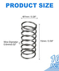 Ten Pack 7mm OD Compression Springs With 0.6mm Wire Diameter And 15mm Free Length In Spring Steel Built Tough For DIY Repairs Home Projects