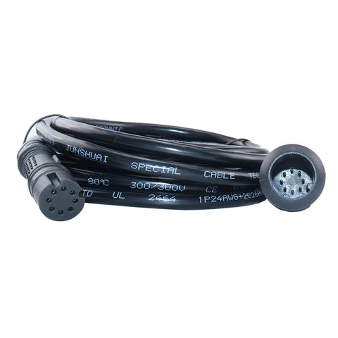 Tough As Nails 10 Ft Extension Cable With 8 Pin Connector For Fish Finders And Boat Electronics, black coiled cable.