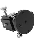 Latitude Adjustment Base For Telescope Mounts And Astronomy Gear Three Eighth Inch Quick Setup 0 To 90 Degree Adjustable Equatorial Wedge Mount For Stable Tracking And Precise Polar Alignment All Black; close-up showing adjustment knobs and mounting thread.