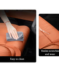 Cleaning Premium Breathable Car Seat Leg Extender Cushion For Mini Electric Cooper SE JCW Convertible in cream color.