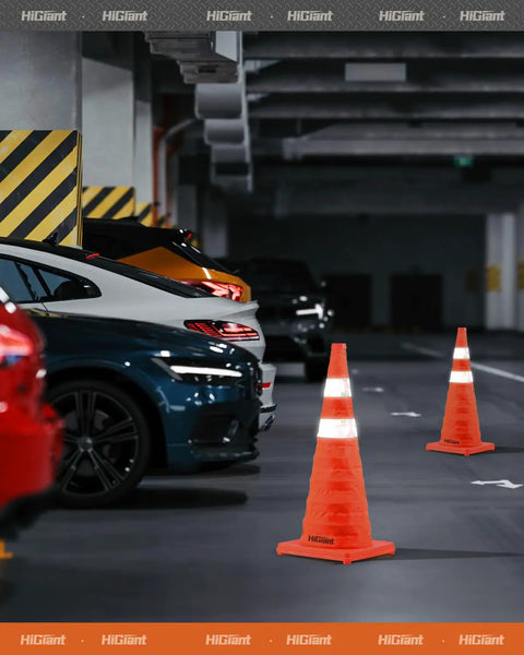 4 Pack Collapsible Traffic Safety Cones 28 Inch Orange Pop Up With Reflective Collar For Road Driving Practice And Parking Lot Use Quick Setup High Visibility Durable Foldable Safety Markers