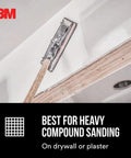 Pro Pak 220 Grit Drywall Sanding Screens 10 Pack Pre Cut for hand sander in use on drywall
