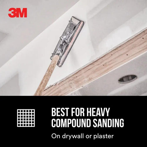 Pro Pak 220 Grit Drywall Sanding Screens 10 Pack Pre Cut for hand sander in use on drywall