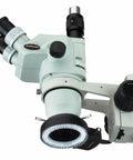 Intensity Adjustable 144 LED Ring Light for Stereo Microscopes with Built In Dimmer, Compact Mounting Up To 2.48 Inches, 110V to 240V Wide Voltage, Shadow Free Illumination for Sharp Macro Work attached to stereo microscope