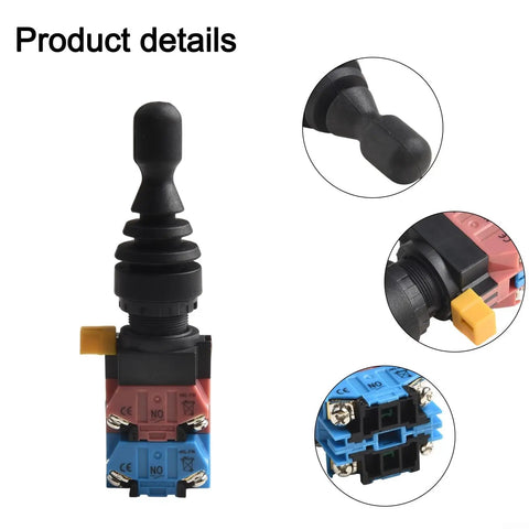 4 Position Joystick Switch With 4NO Momentary Monolever For HKL FW24 Industrial Control Panel 22mm Cutout Blue Purple Plastic Easy Install Center Return High Precision Control For Starters Relays And Complex Circuits, black handle