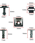 Detailed view of 60 Piece Engine Undertray Clips Kit For Audi And VW, showing various metal and plastic clip dimensions.