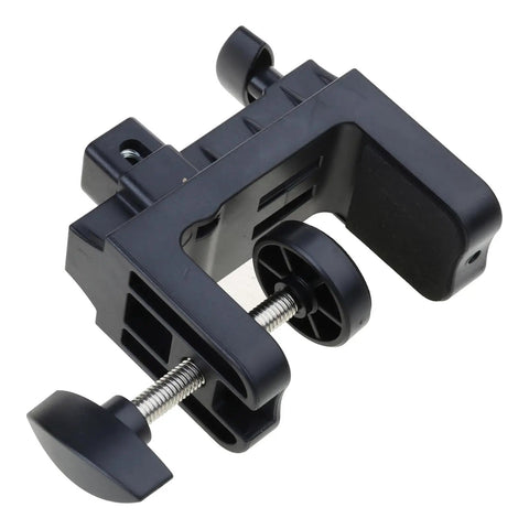Sturdy D Style Desk Lamp Clamp With 12Mm Hole Perfect For Mounting Cylinders Under 45Mm Diameter, black plastic clamp view.