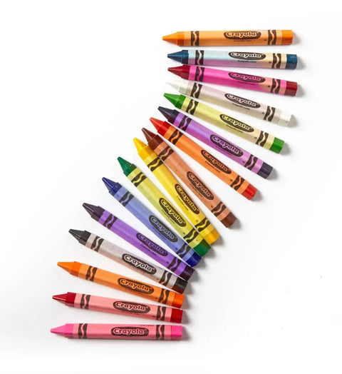 256 Count Triangular Crayons Bulk Pack With 16 Colors For Classrooms And Kids, Kid Friendly Grip, arranged diagonally on white background