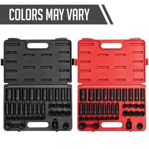 Beefy Half Inch Drive Master Impact Socket Set 39 Piece 9mm-30mm, two cases open showing standard and deep sockets