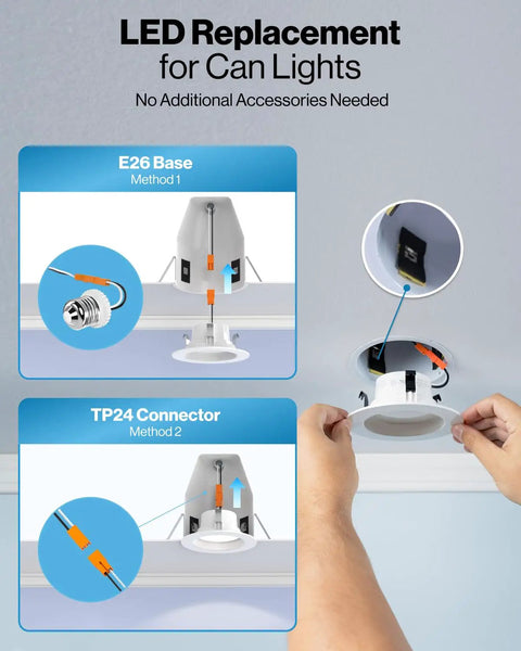 Installation of 4 Inch LED Recessed Lighting Kit Pack Of 10 Dimmable Smooth Trim Downlights 4000K Cool White 11W retrofit