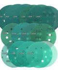 Get These 15 Green Sanding Discs For Serious Grit And Fast Deburring On Wood Metal Or Auto Surfaces With Hook Loop Backing That Stays Tight During Heavy Duty Use No More Replacing Worn-Out Discs, showing various grits from 60 to 2000.