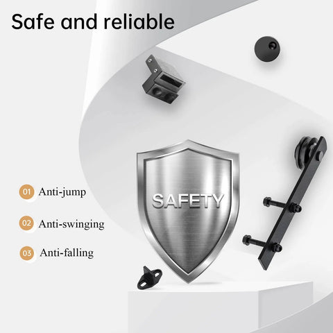 EaseLife 8 Ft Sliding Barn Door Hardware Track Kit With Pulley For Smooth Quiet Glide And Easy Install High Quality Steel