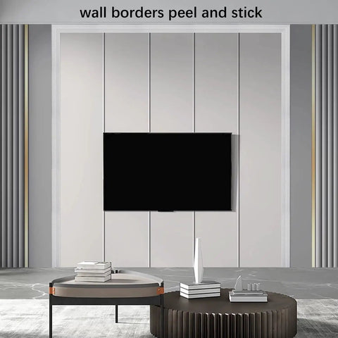 Peel And Stick Crown Molding Border 3D Foam Wall Base Moulding Trim Self Adhesive Vinyl Baseboard White around TV setup