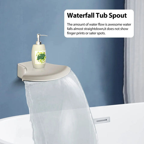 Waterfall tub spout from Brushed Nickel Tub And Shower Faucet Set With 8 Inch Rain Shower Head Waterfall Tub Spout Wall Mounted Rough In Valve And Trim Kit Included 2 Function Shower System Mixer.