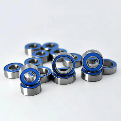 CNC Machined Steel RC Upgrade Parts For TT02 1to10 Scale Cars Sealed Bearings MR105 MR115 MR128 in blue and silver