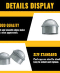 Heavy Duty Galvanized Fence Post Cap For One And Three Eighths Inch Posts Built To Last Chain Link Fence Parts Rustproof Outdoor Post Cover Weatherproof Steel Cap Two Pack details display image showing quality and size.