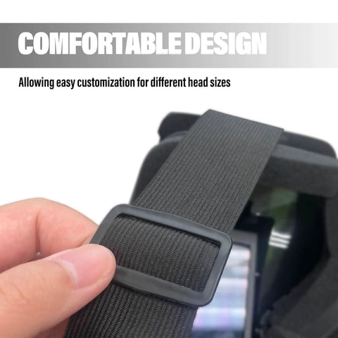 Close-up of adjustable strap on Auto Darkening Welding Mask With Intelligent Sensitive Filters Dust Protection for comfort.