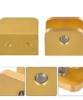 Gold Glass Shelf Brackets 2 Pack For 8mm To 12mm Thick Glass Easy No Drill Clip Mounts with screws, brass style, close-up