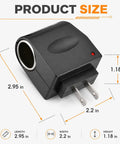 Pretty Slick AC To DC Car Adapter Turns Home Outlet Into 12V Cigarette Lighter Jack With Glowing LED Beacon Compact Portable Power Supply Fits Glove Box, size 2.95in x 2.2in x 1.18in.
