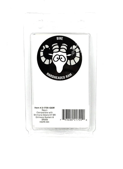 Heavy Duty Sintered Metal Disc Brake Pads in Two Pairs with packaging showing compatibility details for Shimano, Grimeca, and Hope.