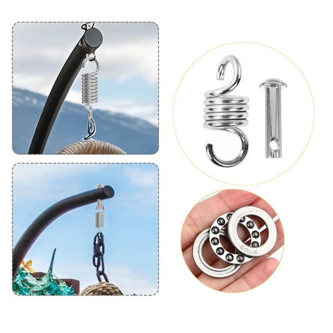 Egg Chair Hanging Spring Replacement Kit With Pin And Bearing For Egg Swing Chair Hook Suspension Extension Hanger Beefy 3 Piece Set In Heavy Duty Carbon Steel For Patio Gym Wicker