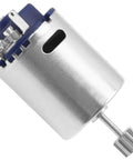 High Speed 370 RC Motor With 10T Gear and CNC Aluminum Mount, visible from side, for MN82 MN78 1/12 scale RC car, black beefed up