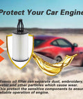 Mercedes Benz Oil Filter For ML350 E350 C300 C400 S550 GLK350 displayed with a red car and protective elements in the background.
