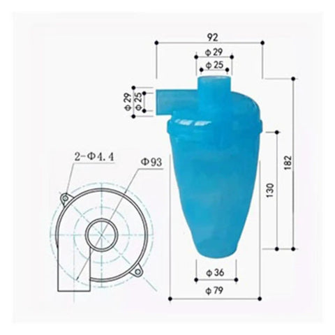 Diagram of Cyclone Dust Separator Replacement Barrel For Vacuum Cleaners Pro Grade Mini Industrial Dust Collector Upgrade