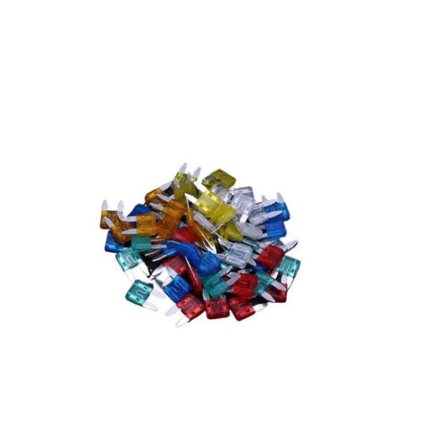 Pile of assorted colored blades from 60 And 120 Piece Car And Truck Blade Fuses Kit 5A 10A 15A 20A 25A 30A Fast Blow Assortment For Auto Electronics Waterproof Easy Replacement Accessories