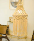 Boho Macrame Lamp Shade Hanging Pendant Light Cover For Living Room Bedroom Office Nursery Dorm Decor Bohemian Style Lampshade Lightbulb Not Included hanging in living space