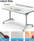 Built Tough Folding Computer Desk With Easy Rollin Locking Casters, Heavy Duty Space Saving Mobile Training Table dimensions and features.