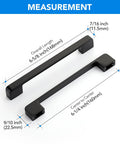 Product measurement of Black Cabinet Pulls Six And One Quarter Inch Hole Spacing Wide Base Kitchen Cabinet Handles Pack of Twelve