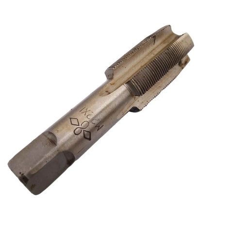 Built Tough Pro Grade HSS Metric Taper And Plug Tap Kit Right Hand Threading M22 X 1mm Pitch side view showing threaded taper tap.