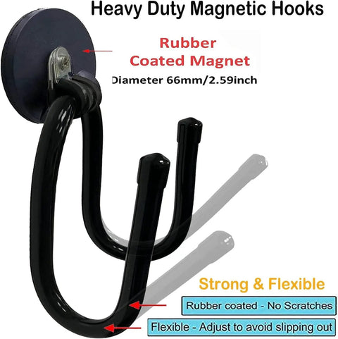 Four Pack Magnetic Garage Hooks Heavy Duty Tool Organizer Rack For Power Tools Garden Tools Hose Pegboard And Workshop