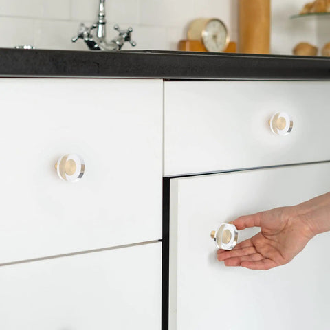 Dope Crystal Glass Cabinet Knobs 8 Pack Gold Brass Drawer Handles For Furniture on white kitchen cabinets