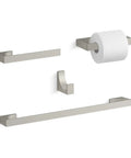 Minimalist 24-Inch Towel Bar That Looks Sleek In Your Modern Bath, Built From Durable Metal With Corrosion Resistant Finish, shown with matching accessories